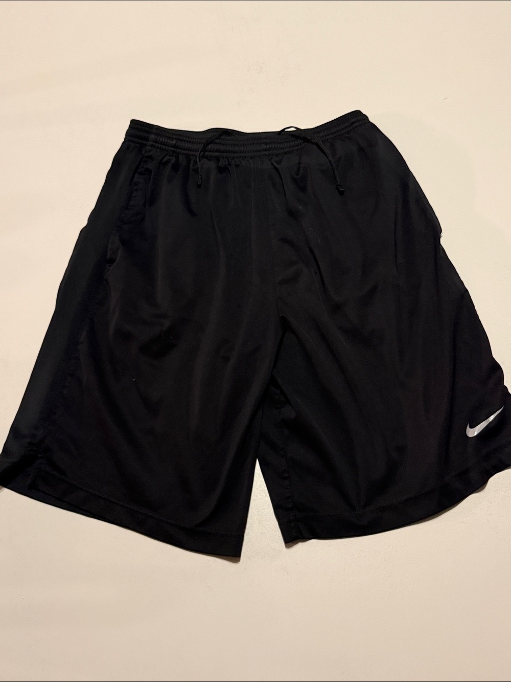 Nike men’s small Black Athletic Shorts with White Swoosh Accent